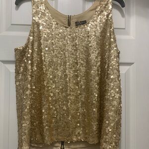 Vince Camuto Gold Sequin Sleeveless Tank
